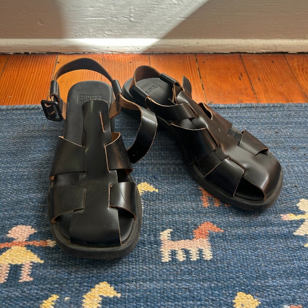 Camper Dark Brown Leather Sandals